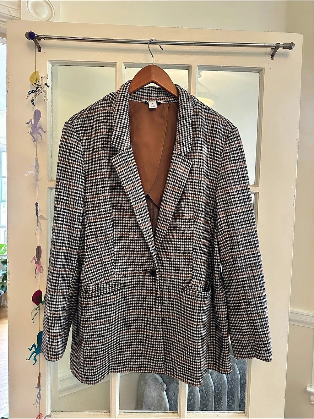 Oversized Patterned Blazer Houndstooth Blazer